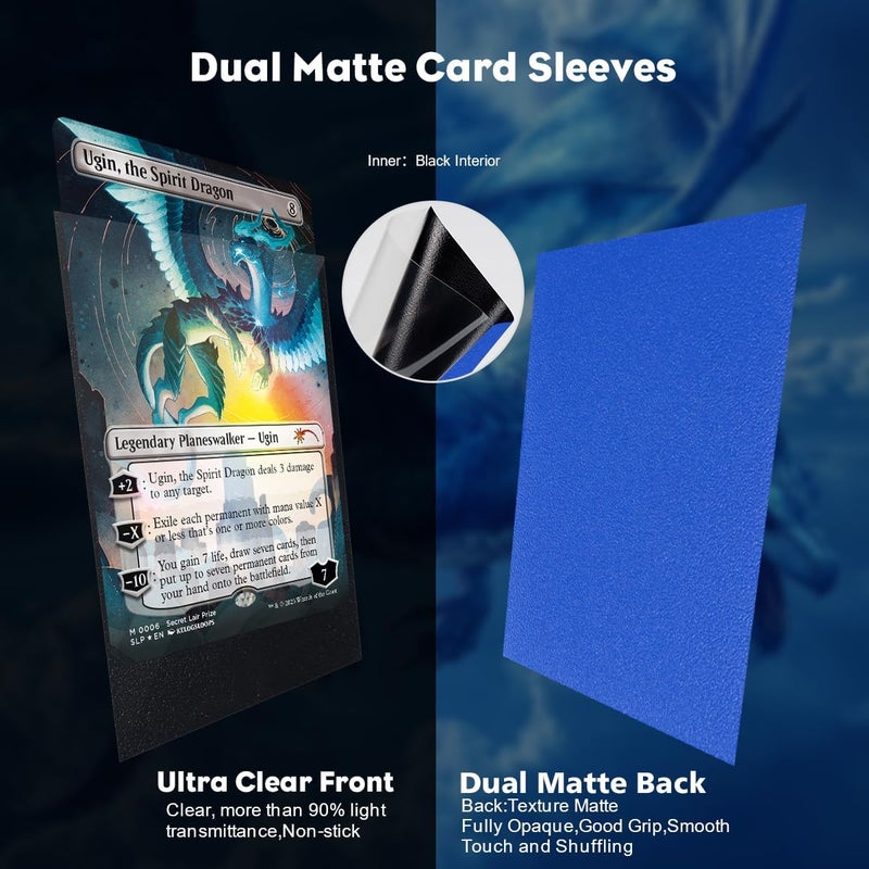 Katomula Wisdom Blue Dual Matte Card Sleeves, Card Sleeves for MTG, Standard Card Sleeve for PKM, Flesh & Blood - Image 3